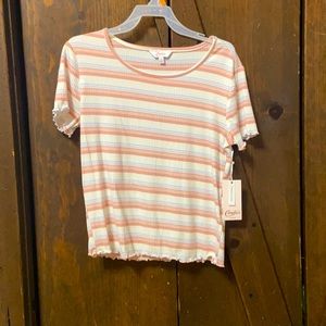 pink and purple ruffle tshirt, with tags